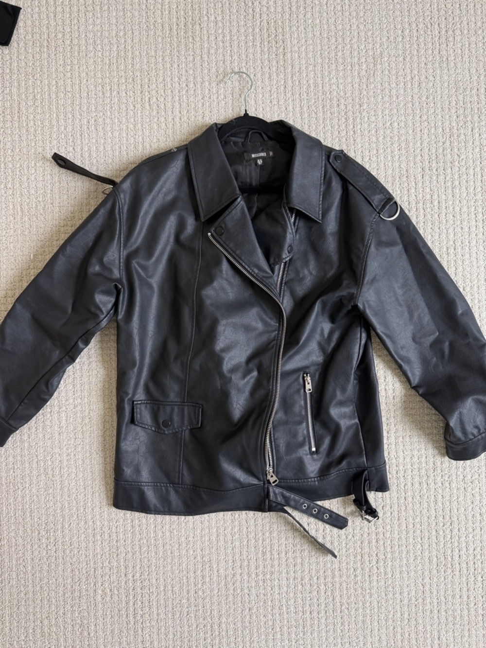 Missguided Black Oversized Faux Leather Jacket